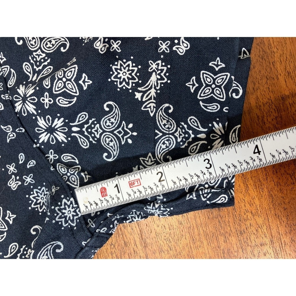 3sixteen Mens Small Navy Blue Bandana Paisely Print Cotton Linen Shirt Made USA - Picture 9 of 13